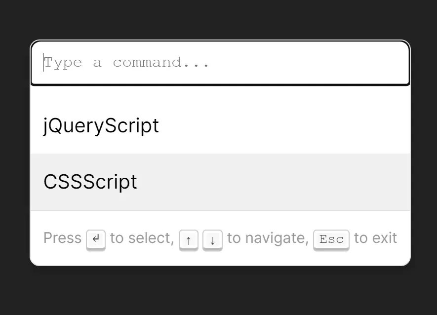 Light Command Palette